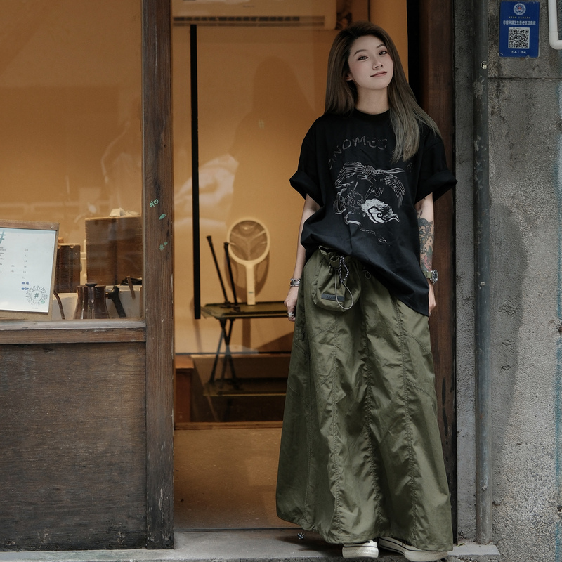 Aaaiikka for Lady Series Women's Series Military Green Workwear Skirt with Detachable Pockets Aaaiikka for Lady Series Women's Series Military Green Workwear Skirt with Detachable Pockets