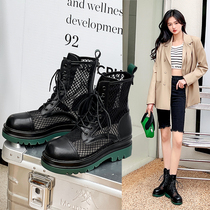 Green Bottom Martin Boots Summer Thin woman breathable hollowed-out mesh boots rear zipped cool boots 2022 new thick bottom short boots