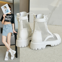 White Martin Boots Summer Thin woman boots 2022 New breathable hollowed-out mesh boots rear zipper Short boot thick bottom