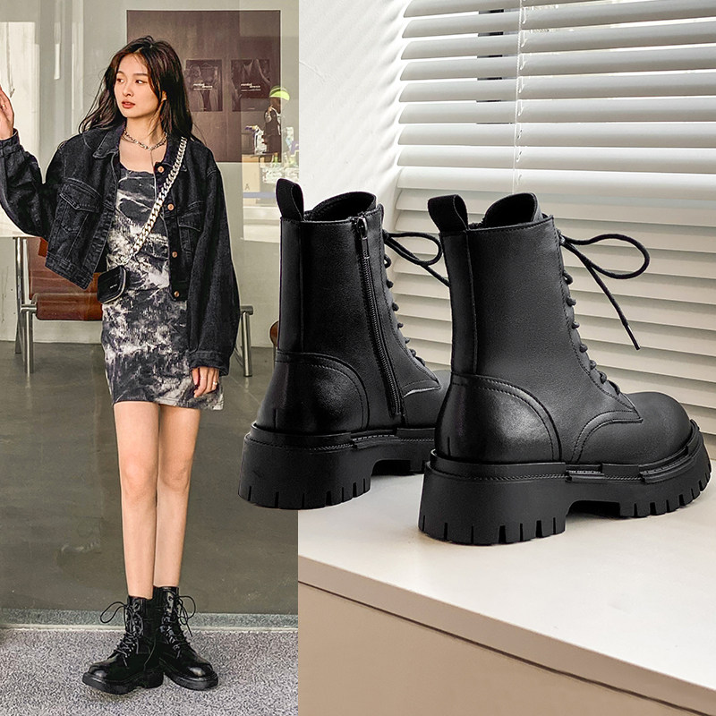 Thick-soled Martin boots women's summer 2022 new spring and autumn single boots ins British style leather all-match thin short boots