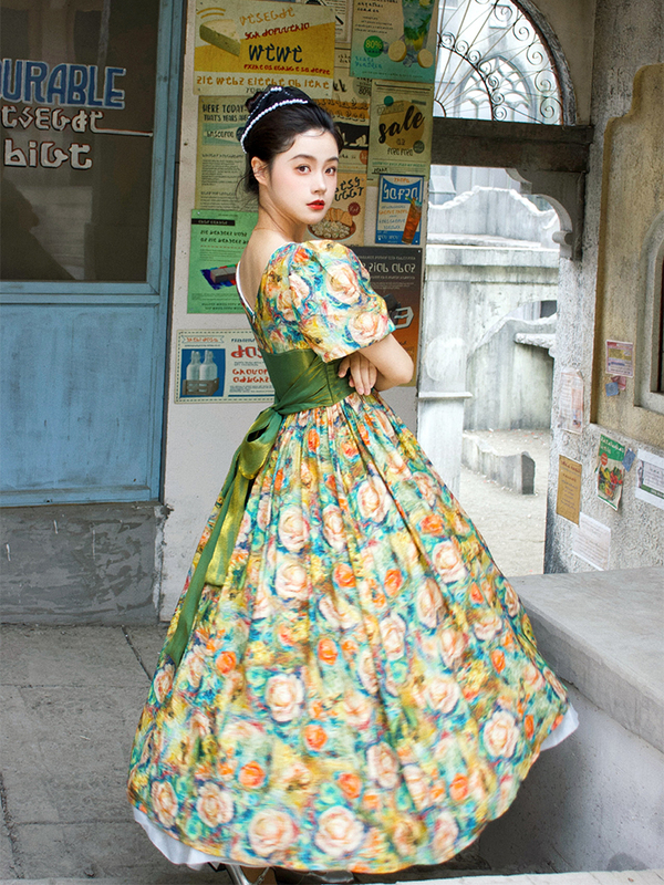 Luo Li Lian's Daily Life Princess Dress Lolita Vintage High-End Exquisite Floral Spring and Summer Tea Break French Dress Luo Li Lian's Daily Life Princess Dress Lolita Vintage High-End Exquisite Floral Spring and Summer Tea Break French Dress