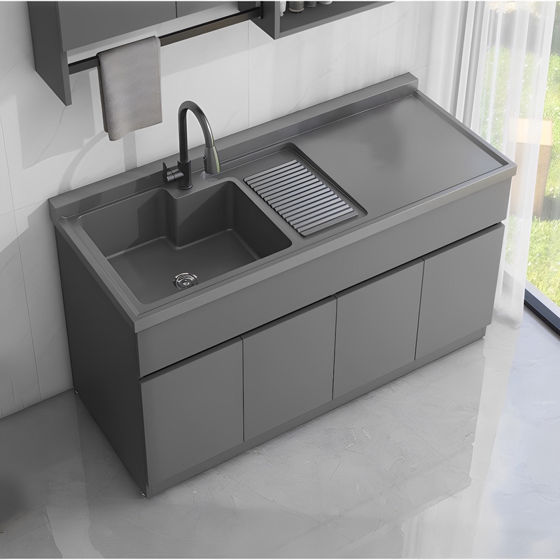 Honeycomb Aluminum Balcony Laundry Cabinet Combination with Laundry Sink, Household Laundry Station, Washbasin, Integrated Cabinet with Washboard