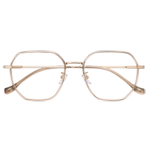 Cold brown polygonal glasses frame for myopia adjustable prescription for women ultra-light pure titanium plain face artifact eye frame for square and round faces