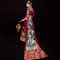 Xiuhe clothing bride 2021 new wedding costume tailing Chinese wedding dress dragon and phoenix coat wedding dress slim