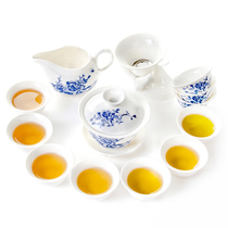 Special tea set kung fu tea set ceramic tea cup teapot set white porcelain set blue and white porcelain cup lid bowl tea set