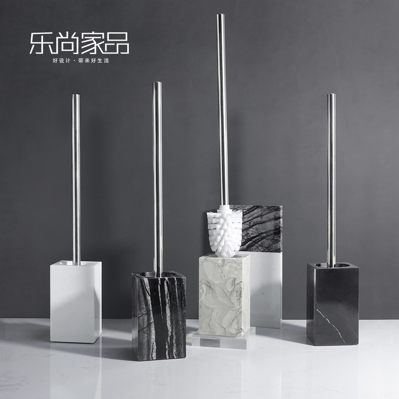 Luxury Natural Marble Toilet Brush with High-End Base for Bathroom and Restroom, Suitable for Model Rooms