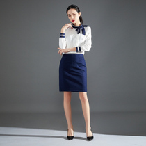 Flight attendant uniform professional suit womens long sleeve shirt skirt temperament hotel front desk customer service reception beauty overalls