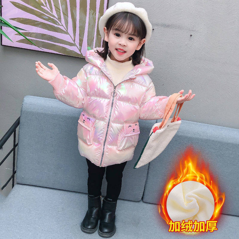 Girls cotton cotton cotton in winter dress 2021 new gas girl brightness down cotton coat 6 children 7 cotton cotton 8 thickened 9 years old