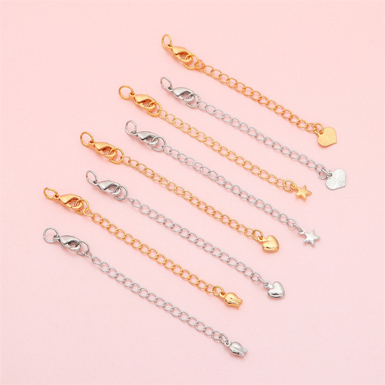 컬러 보호 14K 백 골드 테일 체인 연장 체인 수제 브레이슬릿 목걸이 DIY 수제 보석 액세서리 수제 재료 체인