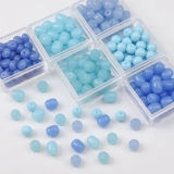 Синее стеклянное украшение-шарик, браслет из бисера ручной работы, бамбуковый набор материалов, прозрачное колесо, бусины с аксессуарами, широкая цветовая палитра, ручная роспись, «сделай сам»