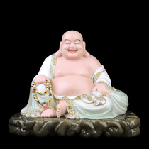 My air crafts wide body Maitreya Buddha smile Buddha future Buddha White Jade stickers real gold Chinese living room desktop ornaments