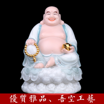 The Way of my Emptiness Maitreya Buddha Bodhisattva Laughing Buddha Big Belly Buddha White Marble Buddha Statue Symphony lucky living room desktop decoration