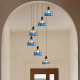 American Retro Tiffany Staircase Long Chandelier French Air-Pick Duplex Rotating Lamp Mediterranean Hall Zhongshan Lamps