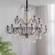 French-Style Villa Duplex Staircase Chandelier, Light Luxury Retro Black Crystal Candle Lamp, Vintage Hall Open-Air Living Room Lamp