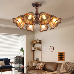 American Retro Living Room Lamp, French Mid-Century Style Ceiling Lamp, Maillard Glass Art Master Bedroom Lamp, Room Lighting Fixtures