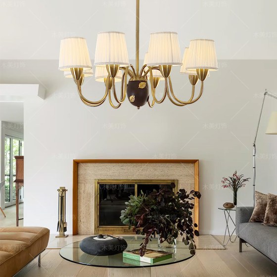 American-Style Vintage Living Room Chandelier, Solid Wood Nordic-Style Master Bedroom Lamp, Old Money Style Dining Room Lamp, French-Style Mid-Century New Model Lamp