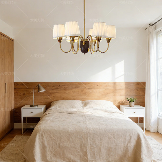 American-Style Vintage Living Room Chandelier, Solid Wood Nordic-Style Master Bedroom Lamp, Old Money Style Dining Room Lamp, French-Style Mid-Century New Model Lamp