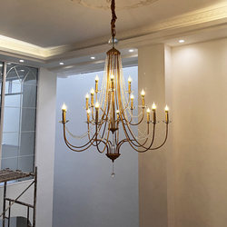 French Retro Crystal Chandelier, Large Chandelier for Living Room, American-Style Candle Romantic Lamp, Staircase Duplex Lamp, Zhongshan Bedroom Lighting Fixtures