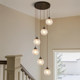French-Style Staircase Light, Rotating Duplex Chandelier, American Retro Style Villa Light Luxury Glass Suspended Hall Lighting Fixtures