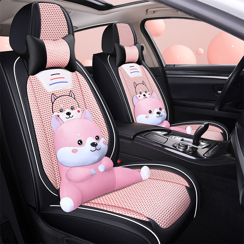 Car Cushions All Season Universal Summer Cool Cushion Cute Cartoon Full Package Seat Cover Breathable Seat Cushion Goddess Seat Cover