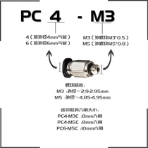 Pneumatic PC04 6mm-M3 M5 Tracheal Miniature Quick Insert Quick External Thread Threaded Through Copper Connector