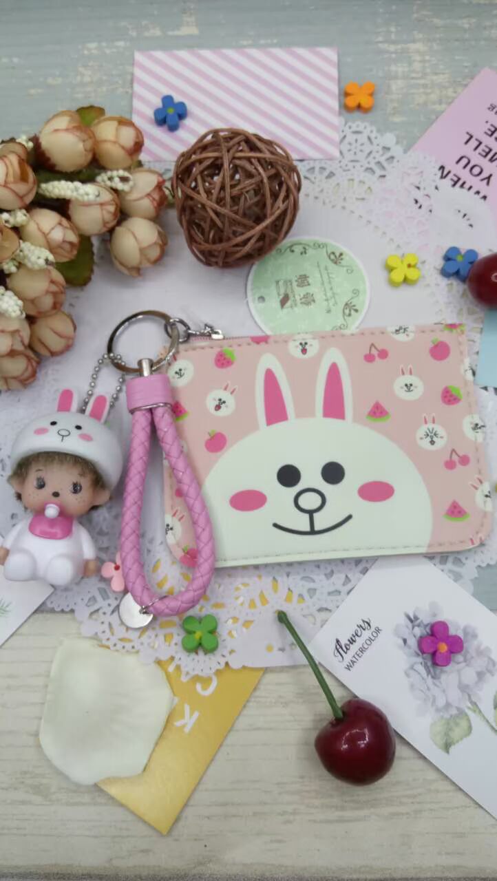 Hàn Quốc Gấu nâu Kenny Rabbit Doll Keychain Bus Bus Đặt thẻ Rice Rice IC Coin Purse Ba chứng nhận bao đựng thẻ học sinh