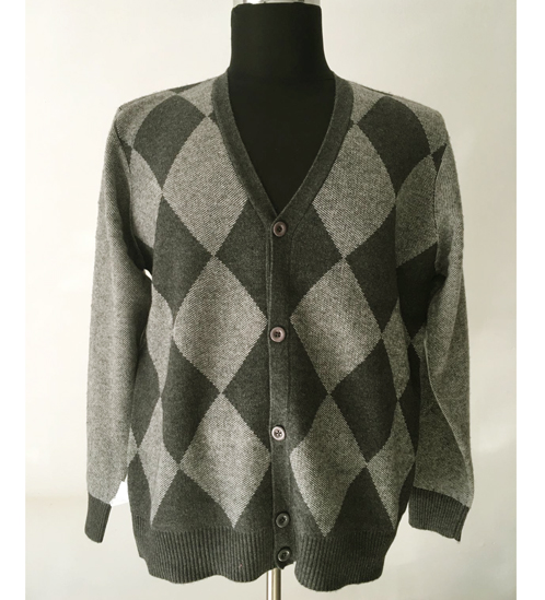 Mã bị hỏng cung cấp đặc biệt không có thẻ xen kẽ jacquard dày nam cashmere len cardigan V cổ áo mở áo len áo oversize nam