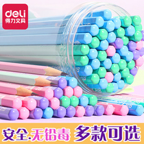 Del log pencil color Rod HB 2B student exam pencil writing stationery non-toxic sketch drawing bucket