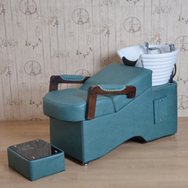Factory direct solid wood retro shampoo bed ceramic basin hairdresser Flushing punch bed hair salon special hair bed