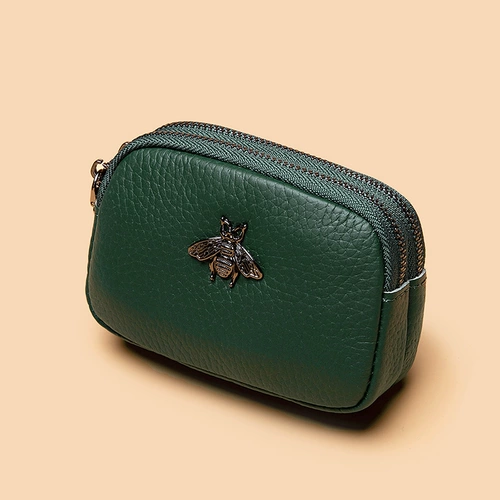 Кошелек для матери с молнией, маленькая сумка через плечо, ключница, бумажник, монеты, сумка с петлей на руку, европейский стиль, из натуральной кожи