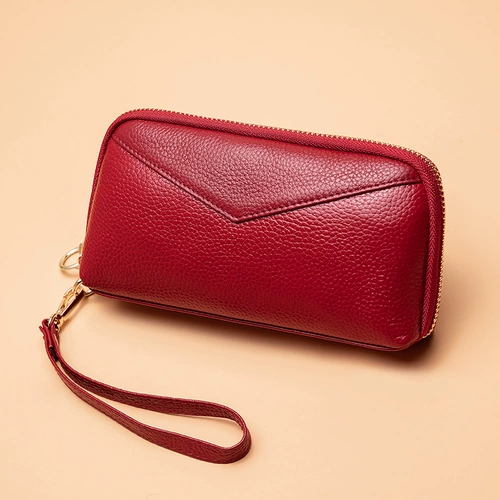Бумажник, длинная сумка через плечо, модная маленькая сумка клатч, кожаный мобильный телефон с молнией, из натуральной кожи, городской стиль
