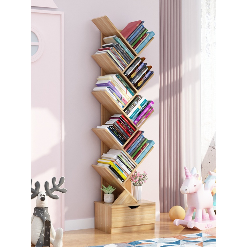 Bookshelf rack home space-saving floor simple creative student tree-shaped economical simple small bookcase storage