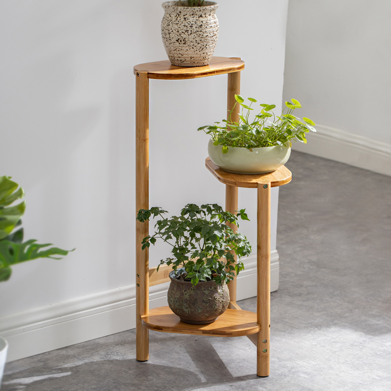 Flower Racks Indoor Flower Terrace Flower Pots Shelf Living-room Ground Chandelia Shelf Creative Flowers A Few Solid Wood Gold Grime Pieces Shelf