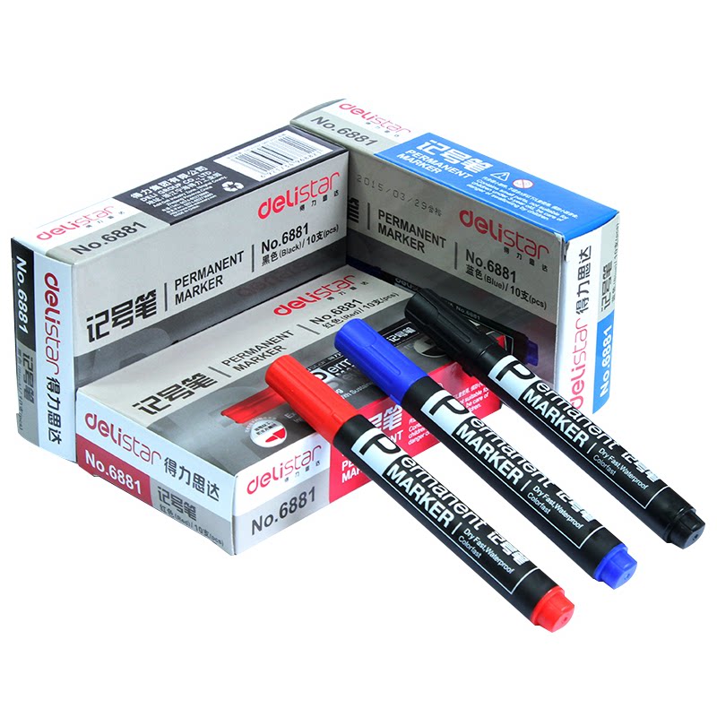 Able office supplies Able 6881 Mark Pen Single Head Oily Pen Red Blue Black Note Pen Big Box Head Pen-Taobao