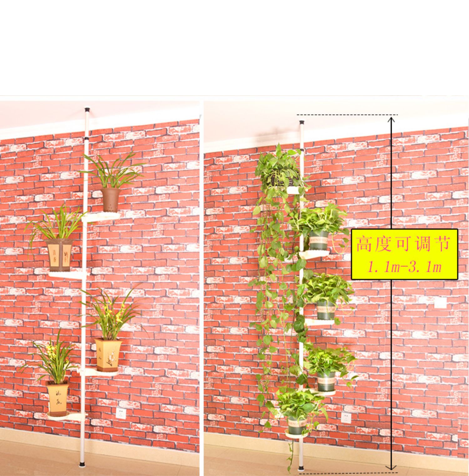 Sáng tạo đứng ban công phòng khách biến góc hoa đứng nhiều lớp màu xanh lá cây thì là tường nội thất kệ hoa - Kệ giá sách gỗ