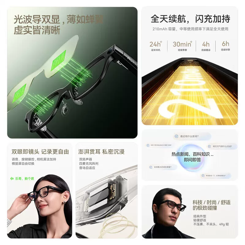 Очковые РОКИД, умные очки, очки с искусственным интеллектом Lingban, супер AI ассистент, снимающие очки, перевод в реальном времени, экзамен, путешествие, подсказки, навигация, фото- съемка, черная технология HTC