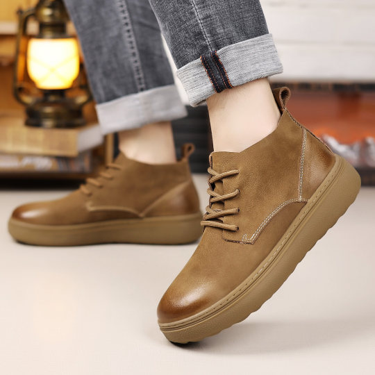 Genuine leather men's shoes winter first-layer cowhide Martin boots retro large leather shoes high-top retro short boots casual Birkenstock shoes
