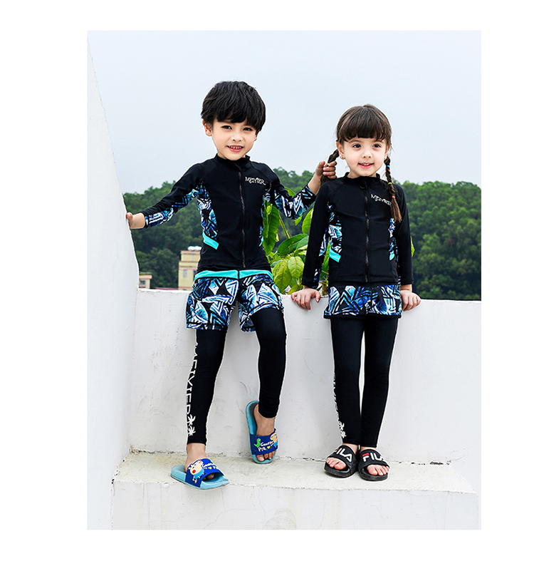 Trẻ em cỡ lớn chia áo tắm bé trai lớn bé gái bé gái nhanh khô bộ đồ ba mảnh phù hợp với lặn chống nắng dài tay - Bộ đồ bơi của Kid đồ bơi cho bé trai 1 tuổi