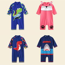 Girls one-piece swimsuit boy baby swimming trunks long sleeve infant 1-3 years old child child sunscreen warm swimwear
