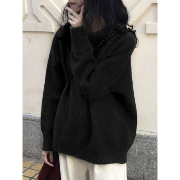 Retro pullover sweater thickened inner base sweater