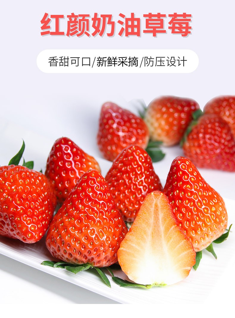 苯果鲜生 红颜奶油草莓礼盒3斤 图1