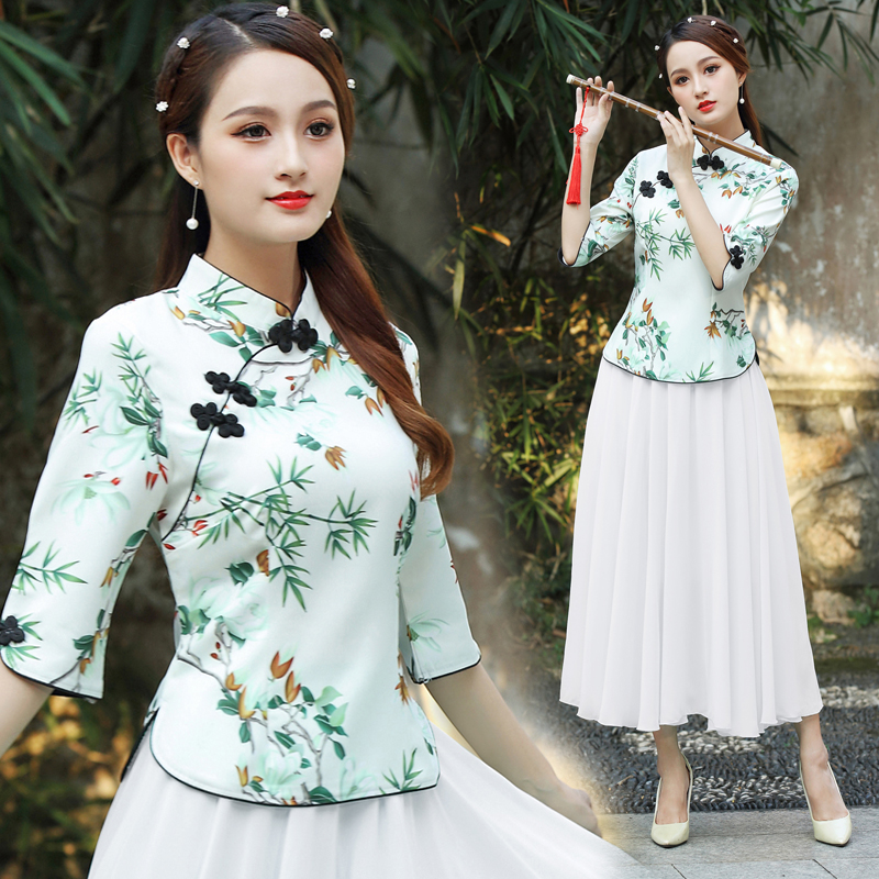 Spring / Summer sườn xám mới phù hợp với nữ Tang váy cải thiện thời trang retro kiểu Trung Quốc Han quần áo phong cách quốc gia Trung Quốc sườn xám hàng đầu