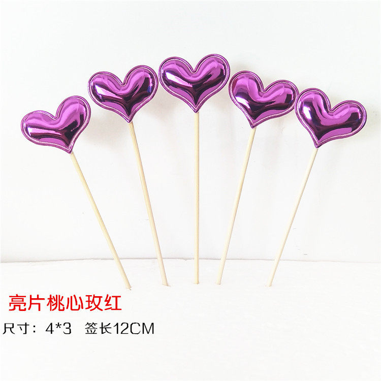 Cake Decoration Inserts Golden Shiny Sparkling Stars Colorful Shiny Colorful Peach Hearts Inserted Flags 10 pieces