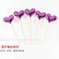 Cake decoration plug-in card gold shiny bright stars colorful shiny love colorful peach heart plug-in flag plug-in card 10 pieces