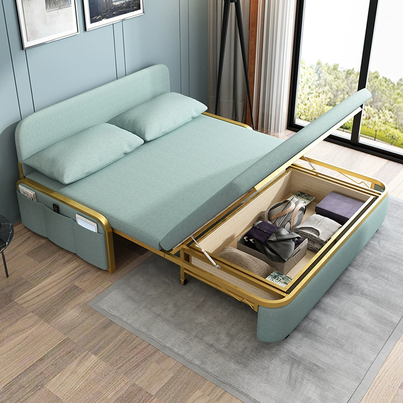 Giường sofa gấp sang trọng nhẹ giường đôi có thể gập lại phòng khách đôi đa chức năng căn hộ nhỏ đơn giản có nền kinh tế đỏ net - Ghế sô pha