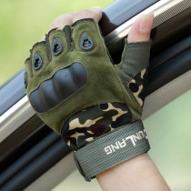 Dulang black tactical half finger gloves wear-resistant scratch-resistant non-slip riding gloves outdoor sports climbing anti-cut gloves