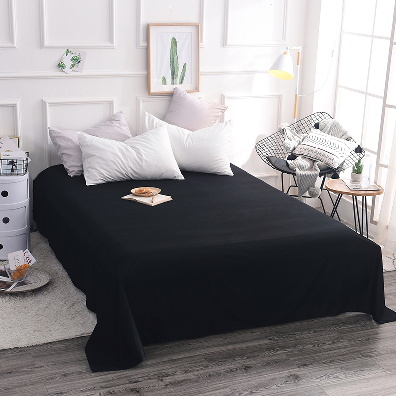 Cotton Bốn Mùa Đơn giản Đen Đơn Giường Đơn giản Cotton Twill Hoạt động In Nhuộm Màu đơn sắc Đen Đơn sắc - Khăn trải giường mẫu ga phủ giường