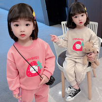 Girls spring clothes 2021 New Style 4 fashionable childrens sports suit foreign style 1-3 years old baby spring and autumn clothes