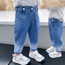 Girls  jeans spring female treasure foreign style spring 1-5 years old baby pants Spring and autumn thin section 3 childrens small pants