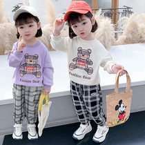 Girls pants Spring and Autumn wear childrens grid pants 2 children Spring pants 1-3 years old baby casual pants loose